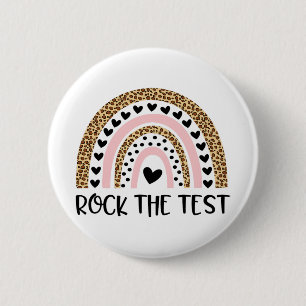 Dag Rock De Test Leraar Grappige Regenboog Testen Ronde Button 5,7 Cm