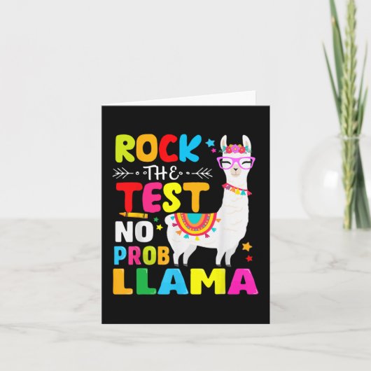 Dag Rock De Test Leren Geen Prob Llama Leraar Kaart (Voorkant)