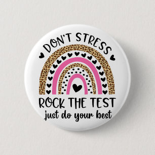 Dag Rock De Test Regenboog Leraar Grappige Testen  Ronde Button 5,7 Cm