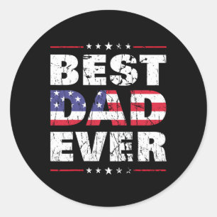 Dag Shirt Pap Beste Pap Ooit Gift Us American Flag Ronde Sticker