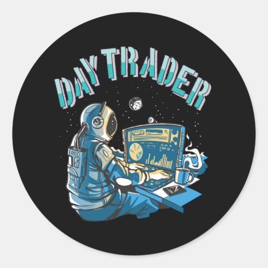 Dag Trader Astronaut in ruimte Ronde Sticker (Voorkant)
