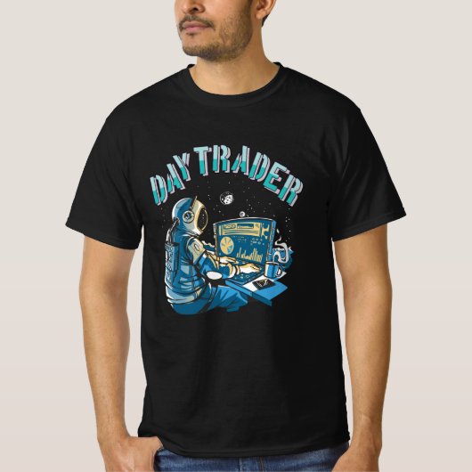 Dag Trader Astronaut in ruimte T-shirt (Voorkant)