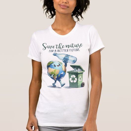 Dag van de Aarde 22 april Recyclen het milieu redd T-shirt (Voorkant)