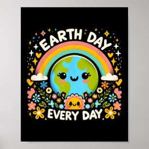 Dag van de Aarde elke dag charmante planeet met bl Poster