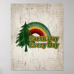 Dag van de Aarde elke dag, Regenboog van de Retro Poster
