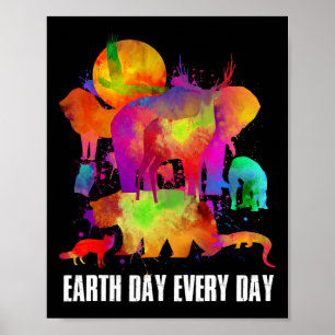 Dag van de Aarde Elke dag Waterverf Dieren overval Poster