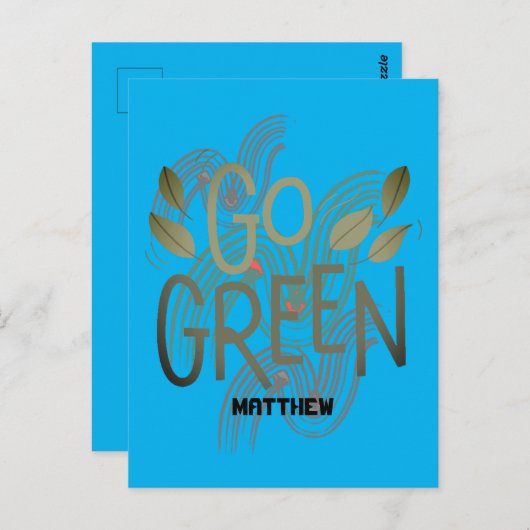 dag van de aarde, ga groen, kunst eenvoudige elega briefkaart (Voorkant / Achterkant)