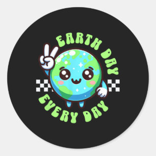 Dag van de Aarde Kawaii Elke Dag Kinder Planeet Pe Ronde Sticker