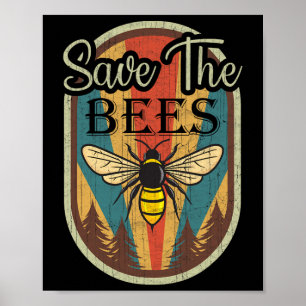 Dag van de Aarde Sparen de bijen Retro Grafische D Poster