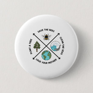 Dag van de Aarde sparen het bijenPlant meer bomen Ronde Button 5,7 Cm