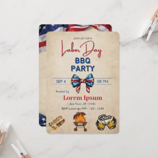 Dag van de Arbeid BBQ Uitnodiging bewerkbare sjabl