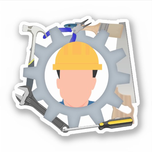 Dag van de Arbeid Bouwarbeider Sticker (Voorkant)