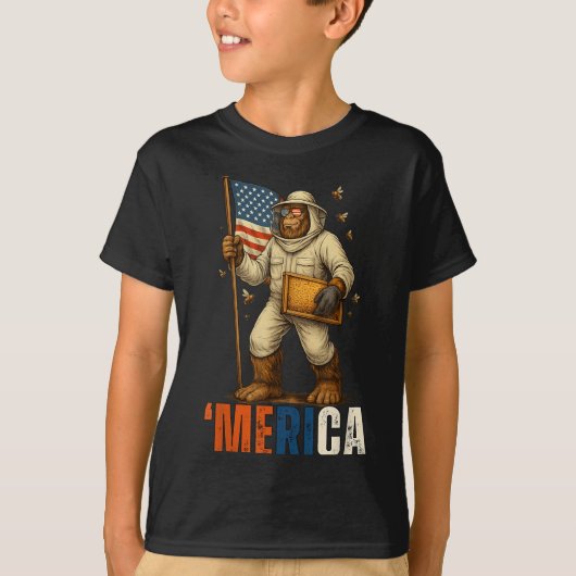 Dag van de Arbeid imker Bigfoot Honey Worker Ameri T-shirt (Voorkant)