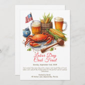 Dag van de Arbeid Krab Feest Uitnodiging Patriotti (Voorkant / Achterkant)