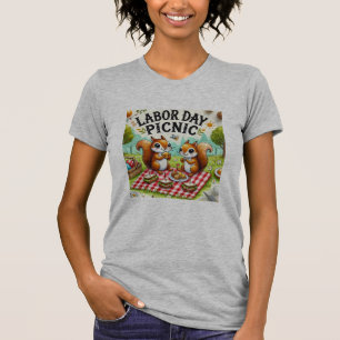 Dag van de Arbeid Schattigee Eekhoorns Picnic T-sh T-shirt