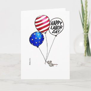 Dag van de Arbeid - Vliegende muis met ballons Kaart