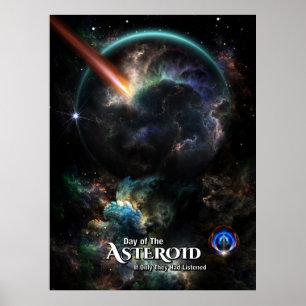 Dag van de Asteroïde SciFi Fractal Art Poster