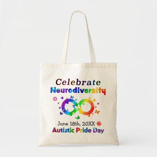 Dag van de Autistische Pride van de Neurodiversite Tote Bag (Voorkant)