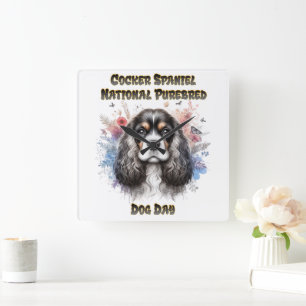 Dag van de Cocker Spaniel Vierkante Klok