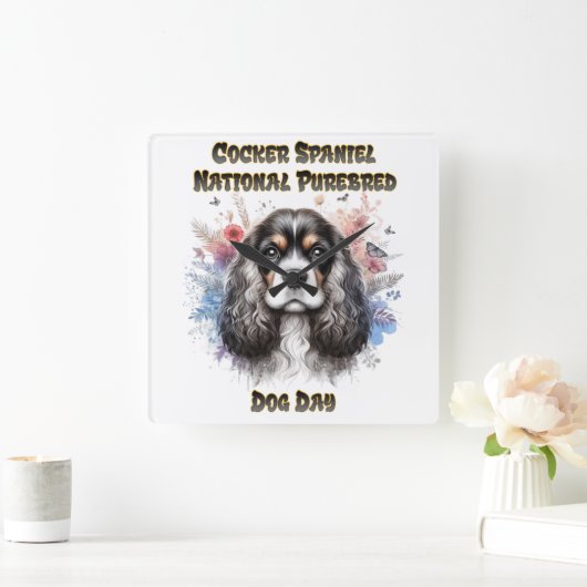 Dag van de Cocker Spaniel Vierkante Klok (Huis)