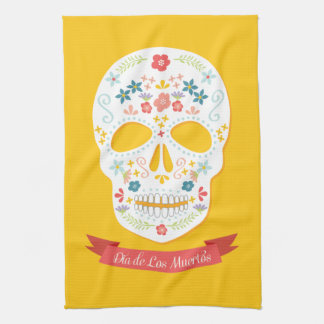 Dag van de Dead Sugar Keukenhanddoek - geel