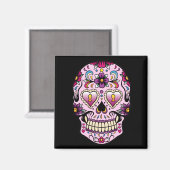 Dag van de Dead Sugar Skull Pink Magnet Magneet (Voorkant / Achterkant)