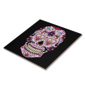 Dag van de Dead Sugar Skull Roze Tegeltje (Zijkant)
