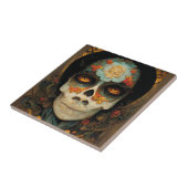 Dag van de dode 1 Fantastische schedel Tegeltje (Zijkant)