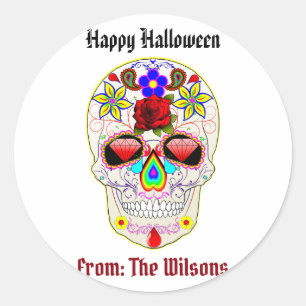 Dag van de Dode Aangepaste Suikerhalloween Ronde Sticker