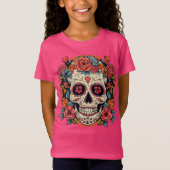 Dag van de Dode Bloemen Suikerschedel Mexicaans T-shirt (Voorkant)