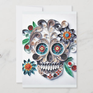 DAG VAN DE DODE BLOEMKULL KLEURRIJKE QUILLING ART FEESTDAGENKAART