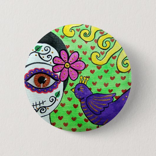 Dag van de dode "Catrina" Button (Voorkant)