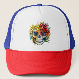 Dag van de Dode Catrina Calavera met Bloemen Trucker Pet