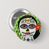 Dag van de dode catrina knop ronde button 5,7 cm (Voorkant /achterkant)