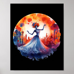 Dag van de Dode Catrina Lady Sugar Skull Dia de Lo Poster