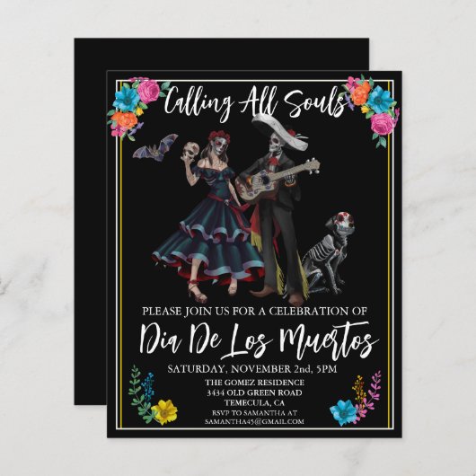 Dag van de Dode Dia De los Muertos Fiesta (Voorkant / Achterkant)