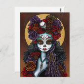 Dag van de dode dia de Muertos Sugar Skull Dalia Briefkaart (Voorkant / Achterkant)