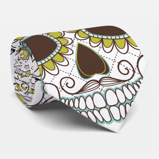 Dag van de dode flora schedel stropdas (Opgerold)