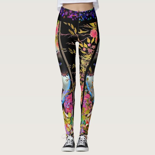 Dag van de dode Floral Leggings (Voorkant)