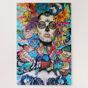 Dag van de dode Florale schedel Legpuzzel