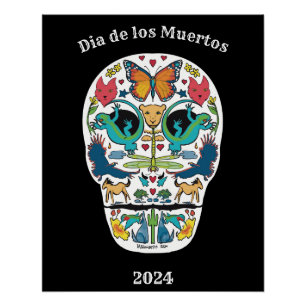 Dag van de Dode Geest Animal Sugar Skull Poster Perfect Poster