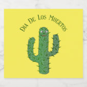 Dag van de Dode Gelukkige Cactus Custom Likeurfles Etiket (Enkel label)