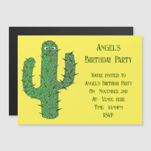 Dag van de Dode Gelukkige Cactus Custom Magnetische Uitnodiging
