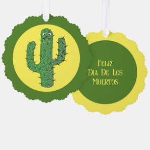 Dag van de Dode Gelukkige Cactus Custom Ornament Kaart