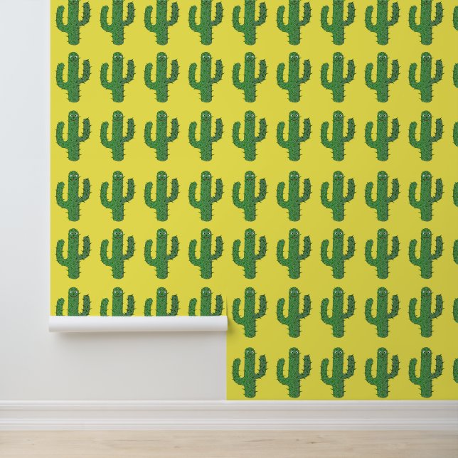Dag van de Dode Gelukkige Cactus Patterned Behang (Applicatie)