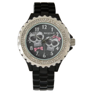 Dag van de Dode Glitter Skull Dia de los Muertos Horloge