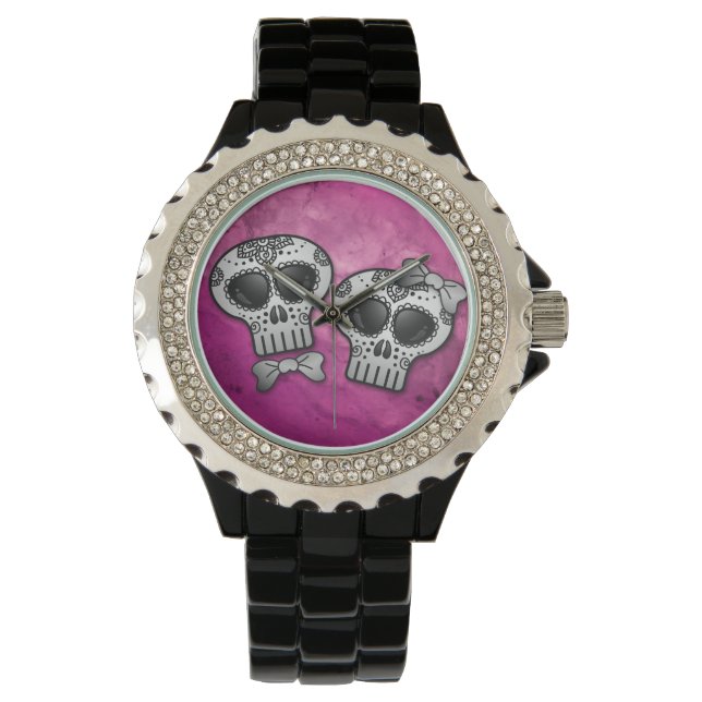 Dag van de Dode Halloween Skull Dia de los Muertos Horloge (Voorkant)
