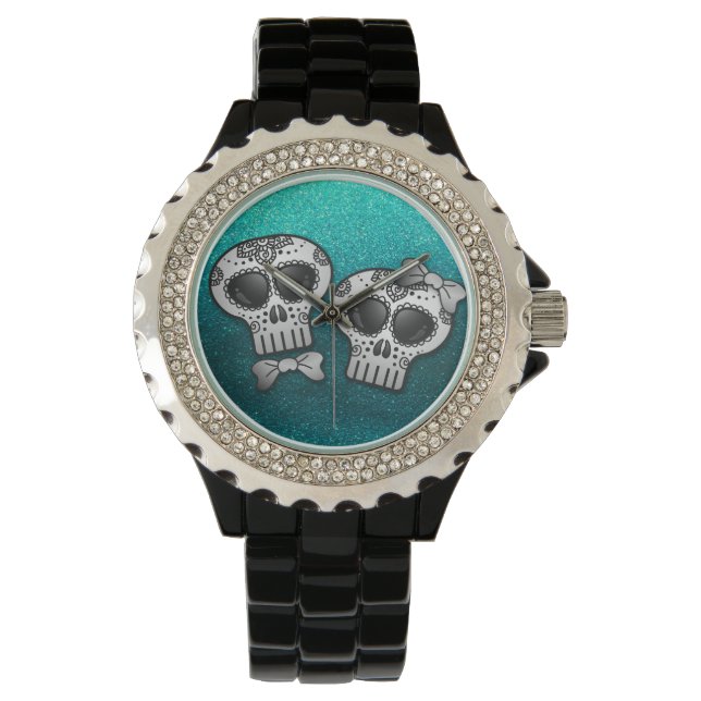 Dag van de Dode Halloween Skull Dia de los Muertos Horloge (Voorkant)
