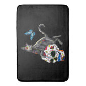 Dag van de dode kattensuikerschedel en vlinder badmat (Voorkant Verticaal)