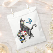 Dag van de dode kattensuikerschedel en vlinder bedankzakje (Geknipt)